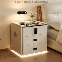 Table de chevet intelligente à 3 tiroirs avec charge sans fil, verrouillage par mot de passe, haut-parleur Bluetooth et lumière LED pour la maison, l'hôtel, vente en gros de meubles