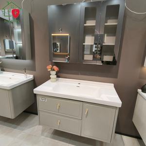 Mueble de Baño con Espejo Inteligente, Acabado en Laca Gris, Montado en la Pared, con Lavabo de Cerámica y Encimera - Product Image 5