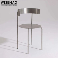 WISEMAX FURNITURE Nouvelle conception Chaise de salle à manger en acier inoxydable miroir Meubles de maison Chaise de salle à manger grise unique pour café boutique appartement
