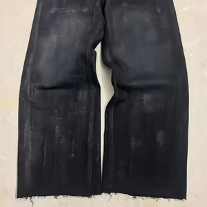 Pantalones Vaqueros Anchos de Mezclilla con Parches de Camuflaje Estilo Streetwear para Hombre, Hip Hop Y2K, Vaqueros de Algodón Vintage Negros Lavados con Efecto Desgastado, Jeans Holgados - Product Image 3