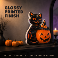 Décoration d'Halloween en plastique moulé par soufflage, chat noir et citrouille, ornement de fête extérieur, présentation de vacances