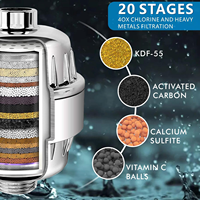 Offre Spéciale 15 20 Filtre à eau de douche chromé à 25 étages Type de plastique au charbon actif pour usage domestique élimine le chlore