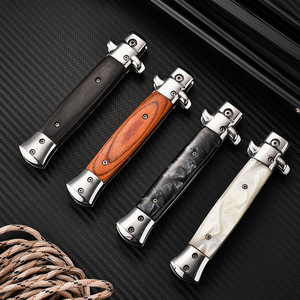 Cuchillo de Camping Táctico Personalizado para Exteriores, Acero 3CR13, Mango de Madera y Resina, Cuchillo Plegable Estilo Mafia <span class=keywords><strong>Italiana</strong></span>, Venta al Por Mayor - Product Image 5