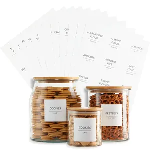 Großhandel moderne minimalist ische vor gedruckte wasserdichte Küche Organisation Mütter Gerechtigkeit Pantry Aufkleber Etikett für Lebensmittel Jar Container