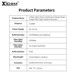 Convertidor de Medios de Fibra Óptica XICOM 100M, 4 Puertos, Transmisión de Fibra Única/Doble, DC 5V, LAN Cableada - Product Image 5