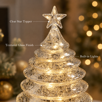 Grand sapin de Noël en verre de luxe avec lumières LED blanc chaud, base légère, utilisation intérieure, écologique, réaliste, haut de gamme