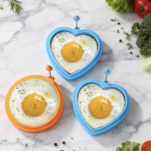 Moules à œufs ronds et en forme de cœur, antiadhésifs, en <span class=keywords><strong>silicone</strong></span> coloré, pour œufs frits, moules à crêpes, avec poignée en <span class=keywords><strong>silicone</strong></span>, outil de cuisine pour le petit-déjeuner - Product Image 6