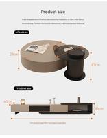 Meuble TV et Table Basse Ronde Minimaliste Moderne Simple Kaki de Luxe, Meuble TV en Bois Rétractable