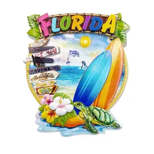 Cá Nhân Logo 3D Nhựa Lưu Niệm Florida Tủ Lạnh Nam Châm Dán Từ Tính Cho Tủ Lạnh Nhà Sản Xuất