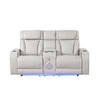 Ensemble de canapés inclinables électriques modernes pour home cinéma avec enceintes Bluetooth, éclairage LED, recharge sans fil et console de rangement