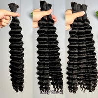 Cheveux humains 100% naturels indiens bruts, double tirage, bouclés profonds, effet mouillé et ondulé, sans trame, en vrac, pour tresses bohèmes et tresses sans nœuds