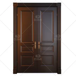 Modern Main Entrance Wood Graphic Design Anti-theft Solid Wood Carton Box+foam+plastic Bag Traditional Wood Carving Door 1set