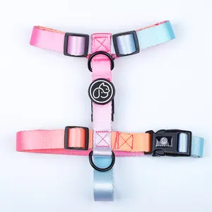 Fashion Pink Gradient color dog harness with 2mm thickness nylon Pet dog harness