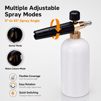 Canon à mousse de 1000 ml avec lance à mousse et connecteur rapide 1/4, pulvérisateur de mousse réglable pour nettoyeur haute pression, lavage de voiture