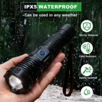 Lampe torche P90 avec batterie externe, LED blanche 30W, batterie Li-ion 26650, IP66, alliage d'aluminium, étanche, utilisation d'urgence