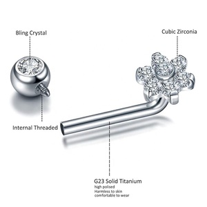 ASTM F-<span class=keywords><strong>Piercing</strong></span> Vertical en Titane, Fleur CZ Pavée, <span class=keywords><strong>Vagin</strong></span>, VCH Génital, Bijoux de Corps, pour Femme, 136 - Product Image 3