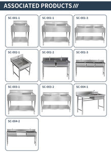 Fregadero Comercial de Acero Inoxidable de Tres Cubetas con Patas - Acabado Pulido de Alta Resistencia, Resistente a la Corrosión, Altura Ajustable - Product Image 2