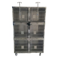 Hondenkennel van 304 roestvrij staal, 6-deurs, meerlaags, voor binnen, geschikt voor dierenklinieken, dierenwinkels
