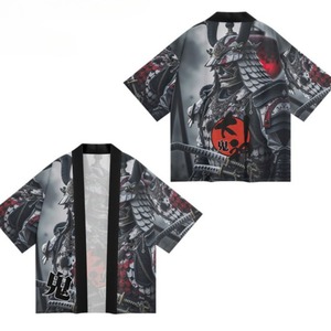 Kimono Haori japonais imprimé Oni pour homme, cardigan à manches courtes, veste streetwear ouverte sur le devant, costume d'Halloween - Product Image 3