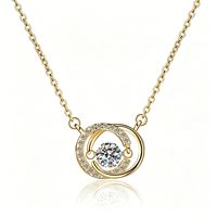 Collier pendentif en argent sterling 925 avec moissanite taille ronde et double halo de pierres mobiles pour femme – Cadeau