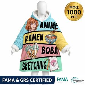 Coperta con Cappuccio Anime Ramen Boba all'Ingrosso, Vestibile, Taglia Unica, Polsini Elastici, Tasca Grande, Regalo al Dettaglio - Product Image 1