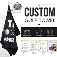 Serviette de golf en microfibre à texture gaufrée sur mesure, sélection de matériaux de haute qualité, solution de vente en gros directe d'usine