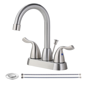Lavabo de Acero Inoxidable con Válvula de Desagüe de Cerámica y Líneas de Suministro de Agua Doradas para Sala de Estar - Product Image 5