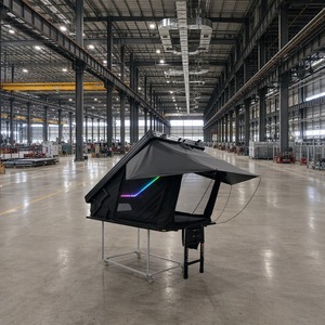 Tenda da Tetto Rigida a Triangolo <span class=keywords><strong>con</strong></span> Sollevamento Idraulico 16cm in Alluminio e Staffa a X per Campeggio 4x4 SUV - Product Image 1