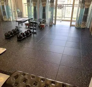 Matras lantai gym pengunci, bersertifikat Pusat Kebugaran ketebalan 10-50mm ubin lantai karet untuk gym