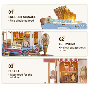 Kit de puzzle 3D en bois à faire soi-même, modèle de camion de crème glacée, <span class=keywords><strong>maison</strong></span> miniature découpée au laser, jouet éducatif, cadeau pour enfants, passe-temps pour adultes, fait main - Product Image 4