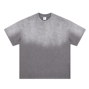 Camisetas de Algodón para Hombre, Verano, 300g, Alta Calidad, Estampado Degradado Informal, Cuello Redondo, Manga Corta, Camisetas Personalizadas, Proveedor - Product Image 4