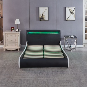 Lit avec tiroirs de rangement de style européen moderne, <span class=keywords><strong>sommier</strong></span> <span class=keywords><strong>à</strong></span> <span class=keywords><strong>lattes</strong></span> en bois, promotion, <span class=keywords><strong>cadre</strong></span> en bois rembourré en cuir - Product Image 3