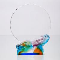 Trophée en cristal de verre en forme de nuage, nouveau design, vente en gros, avec impression laser et UV, plaque personnalisée pour souvenir d'entreprise