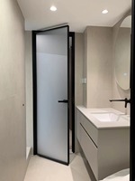 Pintu Ayun Kaca Aluminium Berengsel Minimalis Fitur Soft Close Kaca Tempered Desain Prancis untuk Interior Rumah Sakit dan Kantor