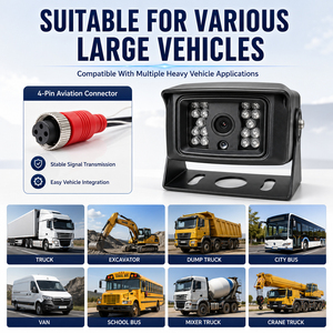 מצלמת ראייה אחורית 9V/36V, מצלמת נגרר HD AHD עמידה למים עם ראיית לילה אינפרא אדום, מצלמת רוורס למשאית - Product Image 3