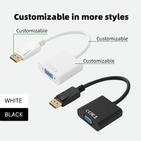 Convertisseur WISTAR DP vers VGA Mâle-Femelle pour Projecteur et Moniteur, Interface Plaquée Or Sans Pilote, Câble de Connexion HD