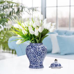 Pot de gingembre en céramique chinoise peint à la main Vase en porcelaine émaillée pour le stockage du thé Utilisation polyvalente - Product Image 1