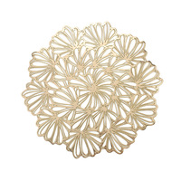 Nouveau Set de Table Octogonal Élégant et Luxueux en PVC Découpé Floral, Épaisseur 3mm, Résistant à la Chaleur, avec Feuille d'Or, Design Moderne pour Mariage, Dîner et Maison