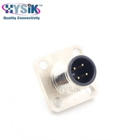 Conector Circular Hembra M12 de 4 Polos para Montaje Trasero en PCB, Enchufe con Codificación A para Interfaz de Transportador de Escáner de Seguridad de Rayos X