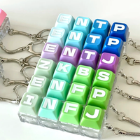 Porte-clés clavier carré simple en plastique à 4 touches, avec bouton de clic et interrupteur fidget, base LED lumineuse, accepte la personnalisation