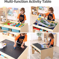 Table de jeu Montessori pour tout-petits compatible 3 en 1, table d'activités en bois avec 4 compartiments pour la chambre des enfants