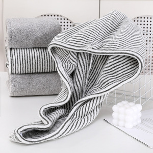 Bamboo Charcoal Fiber Hair Drying Cap Striped 25x652cm Quick Dry Home Use <b>Towel</b> Head <b>Wrap</b> - Product Image 1