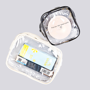 100 Uds. LOGO negro personalizado marca maquillaje transparente PVC impermeable pequeña bolsa de viaje bolsa de plástico con cremallera - Product Image 3