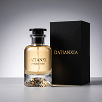 Flacon de parfum en verre cristallin transparent de luxe avec fond volcanique, 30 ml, 50 ml, 100 ml, vaporisateur à pompe et brume fine, avec boîte d'emballage