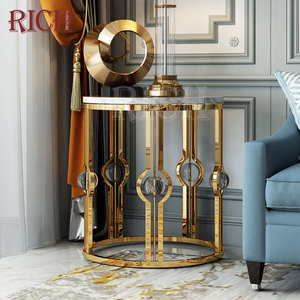 Hiện đại sang trọng thiết kế nhà khách sạn phòng khách đồ nội thất giả đá cẩm thạch Tempered Glass Top trung tâm thép không gỉ giọng Bàn cà phê - Product Image 2