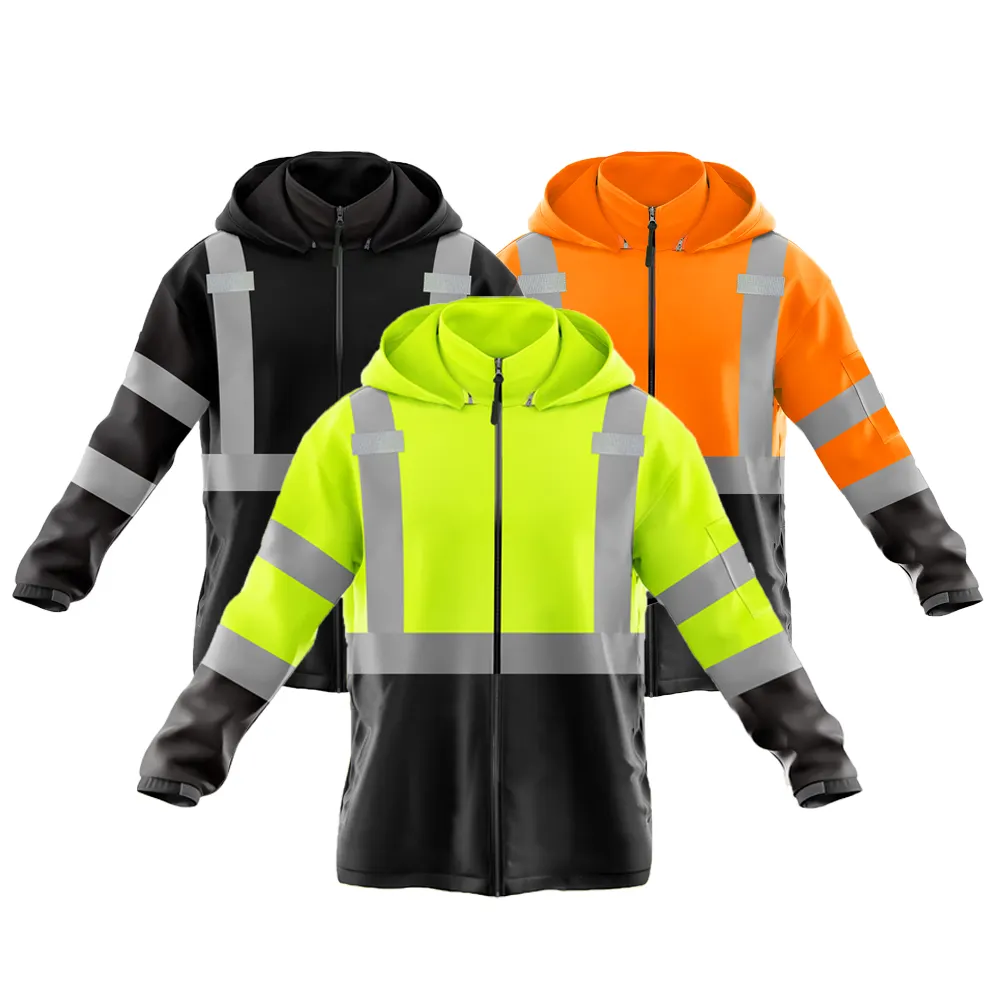 2023New Hi VisReflective chaqueta de seguridad impermeable cortavientos al aire libre construcción abrigo para hombres logotipo personalizado