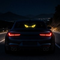 Lumière LED dynamique pour voiture, type œil de démon clignotant, solaire, double charge Type-C, décoration de vitre arrière, lumière d'avertissement anti-collision, auto