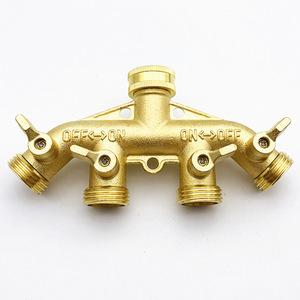 Distributeur de tuyau d'arrosage en laiton à 4 voies, fileté 1/2 pouce, pour irrigation, robuste et durable, norme ANSI - Product Image 1