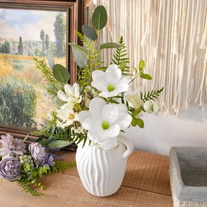 Bouquet de fleurs artificielles de magnolia Moonlight Letter, en mousse plastique blanche, avec fil de fer, fait main, pour décoration de mariage et de maison - Product Image 2