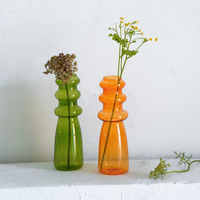 Vase en verre à bulles coloré, empilable, sculptural, avec col rond, pour la décoration moderne de la maison, présentation sur table